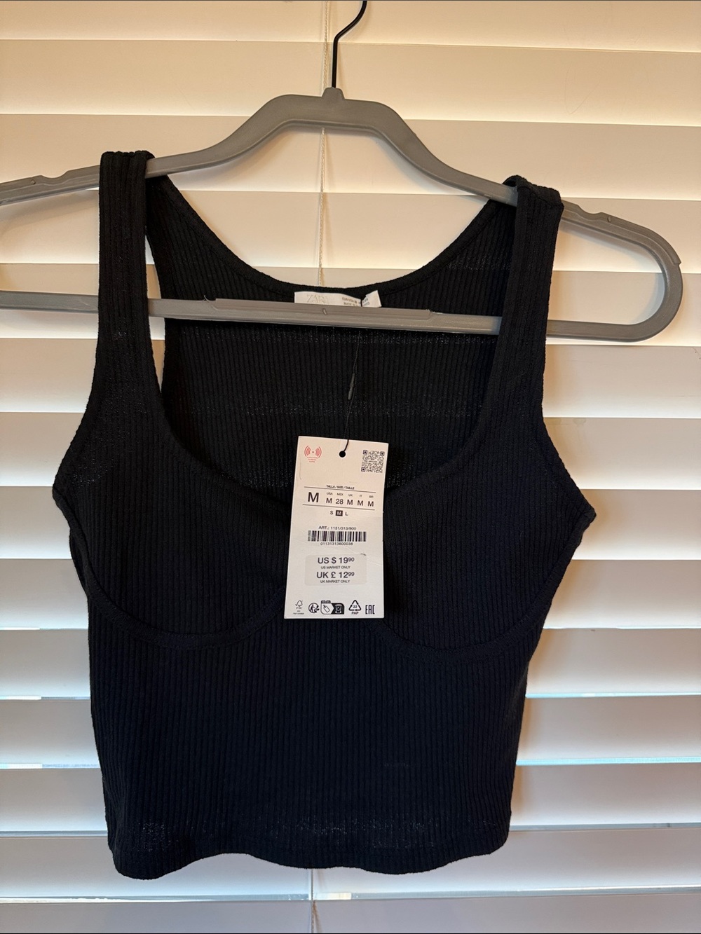 Zara Black Ribbed Bustier Tank Top